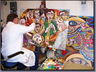 Metro Detroit Artist and Oil Painter James Homer Brown at work in his studio in Troy Michigan