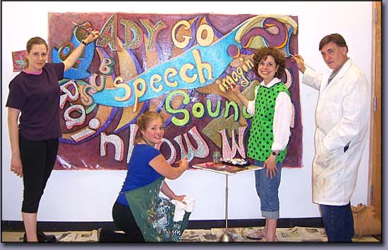 Troy Artists: James Homer Brown, Linda Shears, Diana Jellinek: Troy Michigan Muralists - Words at Play Mural